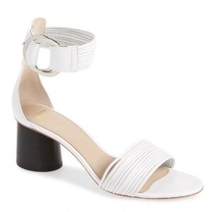 Paige‎ White Leather Ankle Strap Sandals